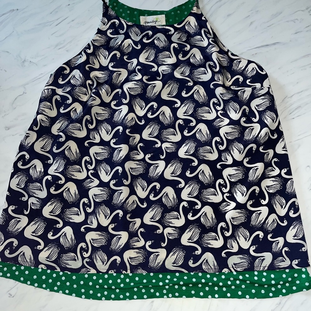 Porridge x Anthropologie Swan Layered Tank - Size Small silky print polka dot